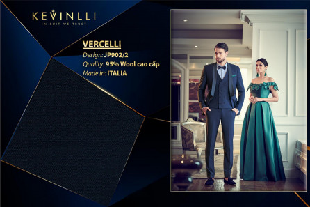 JP902/2 Vercelli CX - Vải Suit 95% Wool - Xanh Dương Trơn